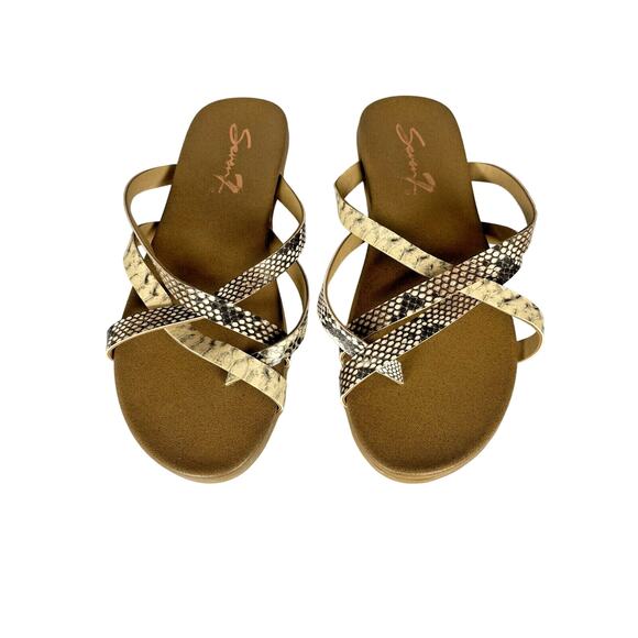 Seven7 Melbourne Slide Women's Strappy Faux Snakeskin Flip‎ Flops Sandals Size 8 - Picture 1 of 5